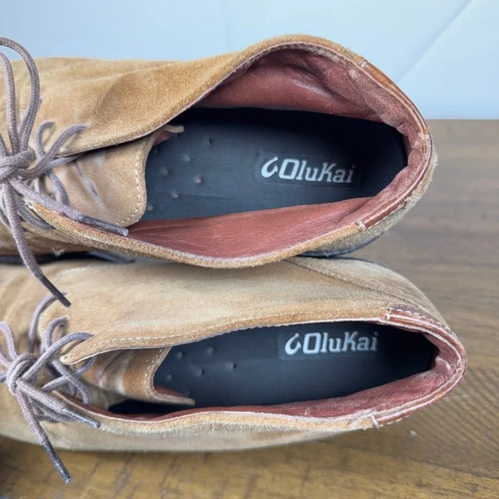 OluKai Chukka Boots Mens 11 Brown Suede Lace Up Casual Comfort